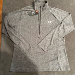 NWT Womens UNDER ARMOUR Grey Heather 1/4 Zip Heatgear Pullover Size XL